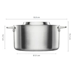 Fiskars Norden Teräskattila, 5 L, Pinnoittamaton -Stelton Myynti 1067640 Fiskars Norden Steel Casserole 5L Uncoated dimensions