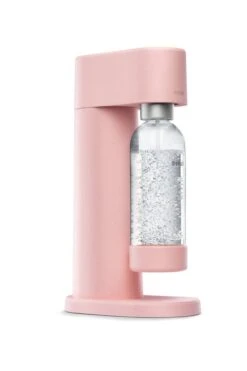 Mysoda Woody Hiilihapotuslaite, Vaaleanpunainen -Stelton Myynti Woody pink side bottle attached 1